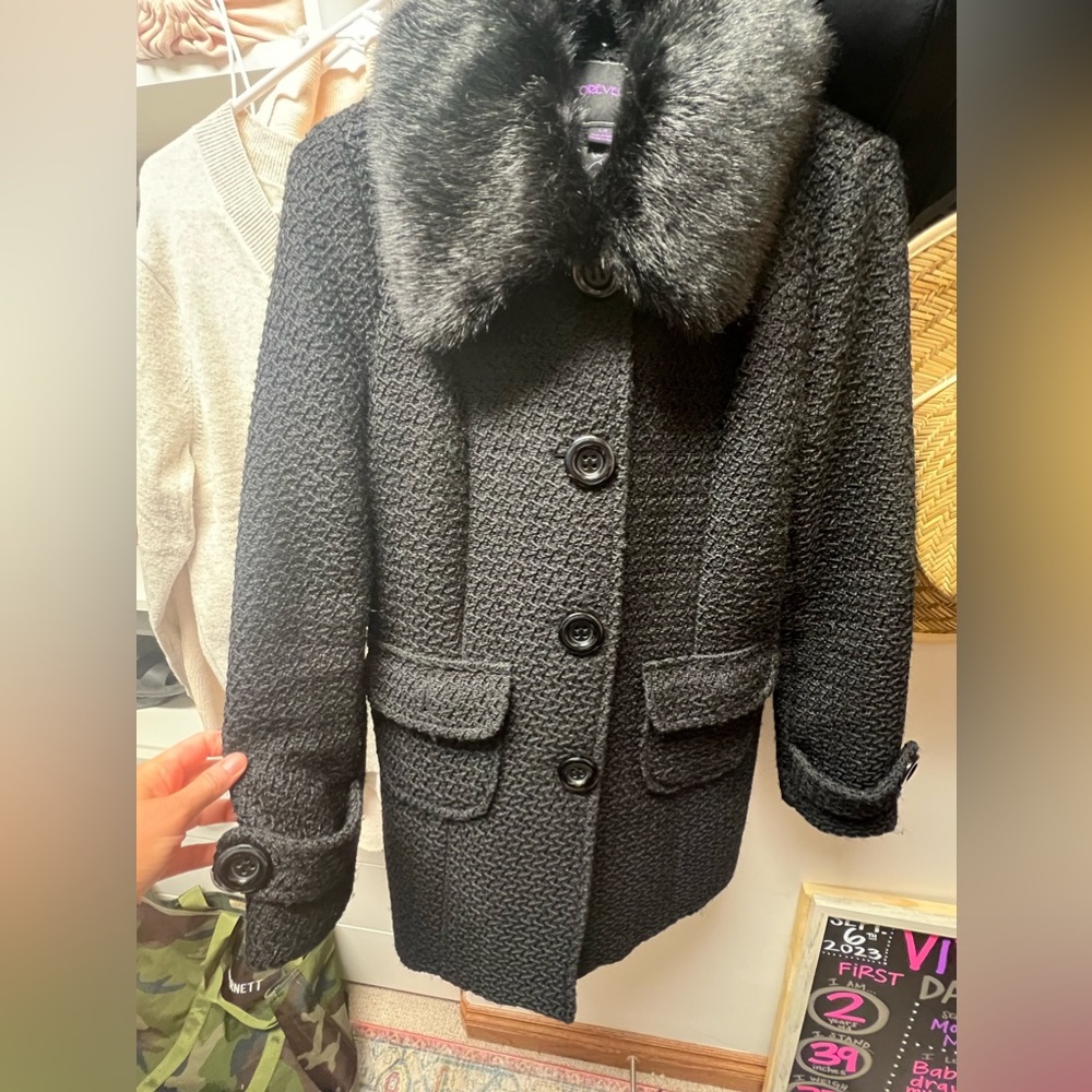 Forever 21 womens black vintage inspired coat